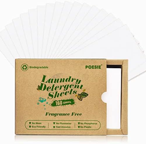 Poesie Laundry Detergent Sheets Detergent Fragrance Free Plastic-Free Precut Zero Waste 160 Sheet... | Amazon (US)