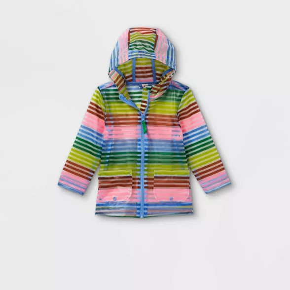 Toddler Girls' Striped Rain Jacket - Cat & Jack™ | Target