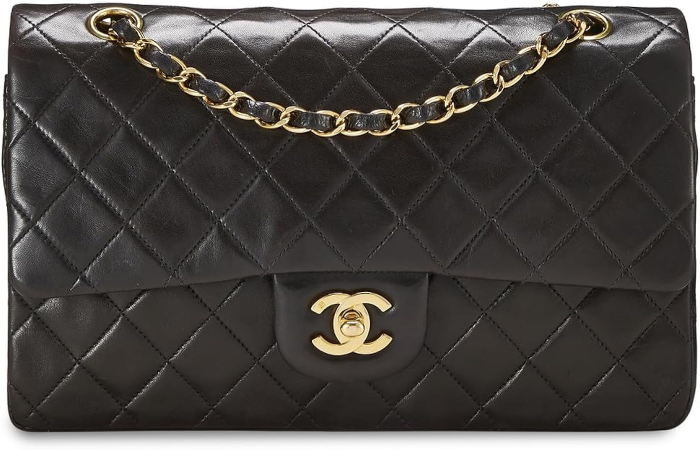 CHANEL Women's Pre-Loved Black Lambskin 2.55 Shoulder Bag 10" | Amazon (US)