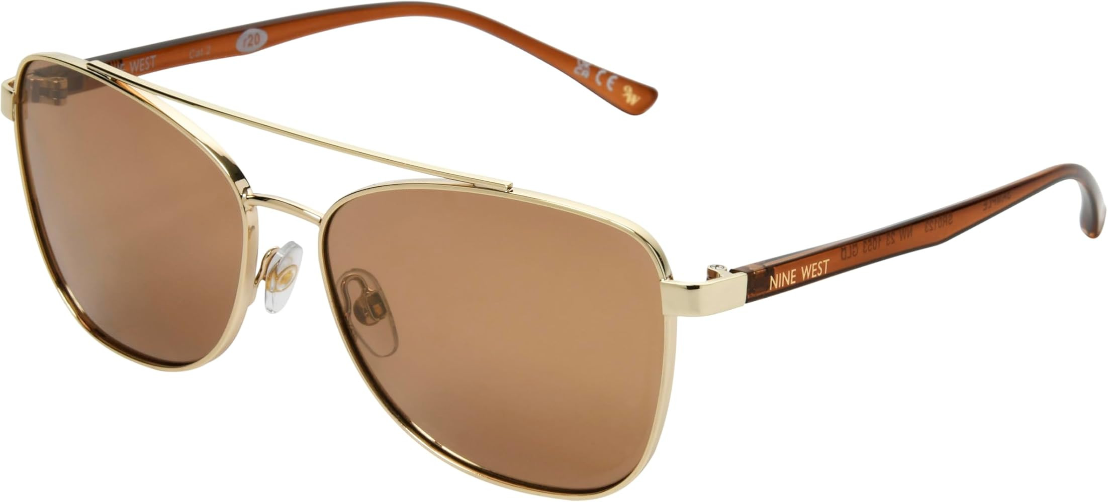 Nine West Women's Raisa AVIATOR Sunglasses, Gold, 59mm | Amazon (US)