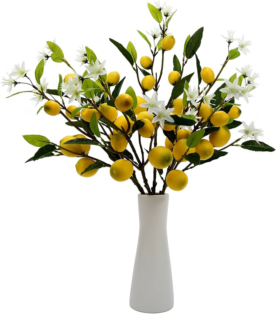 Artificial Lemon Fruit Flowers 5pcs.24 inch Lifelike Handmade Lemon. Lemon for Decoration.Simulat... | Amazon (US)