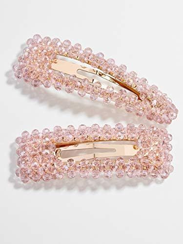 Pink Crystal Facet Pearl Hair Clip for Women Girls Gifts Set Rhinestone Big Faux Hairpins Barrette S | Amazon (US)