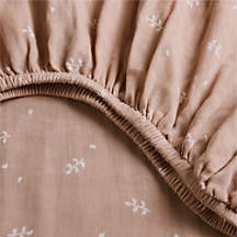 Supersoft Violet Rose Leaf Print 100% Organic Cotton Gauze Baby Crib Fitted Sheet + Reviews | Cra... | Crate & Barrel