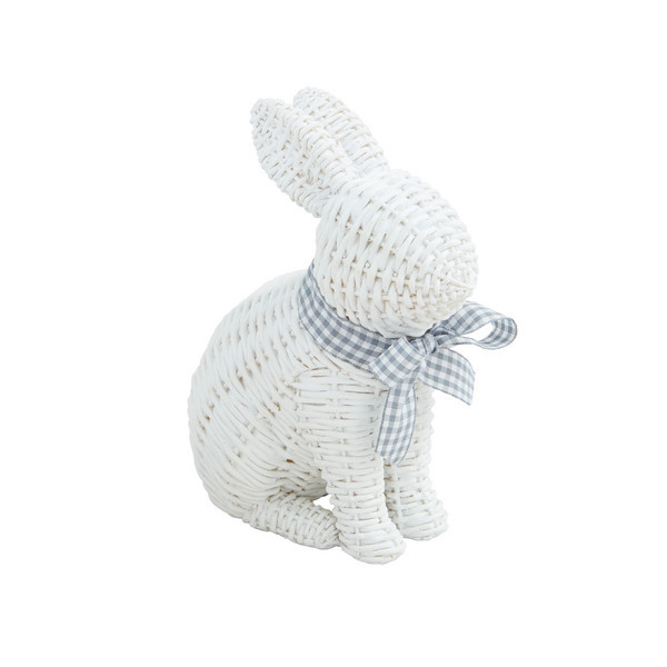 Mud Pie Small Wicker Resin Bunny in White | Mud Pie
