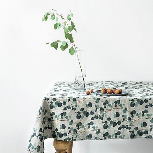 Lithuanian Linen Tablecloth, Eucalyptus | Terrain