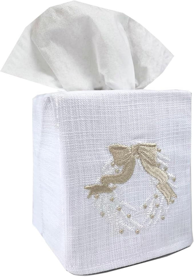Jacaranda Living Square Tissue Box Cover, Linen/Cotton Fabric Tissue Holder, Decorative Cloth Tis... | Amazon (US)