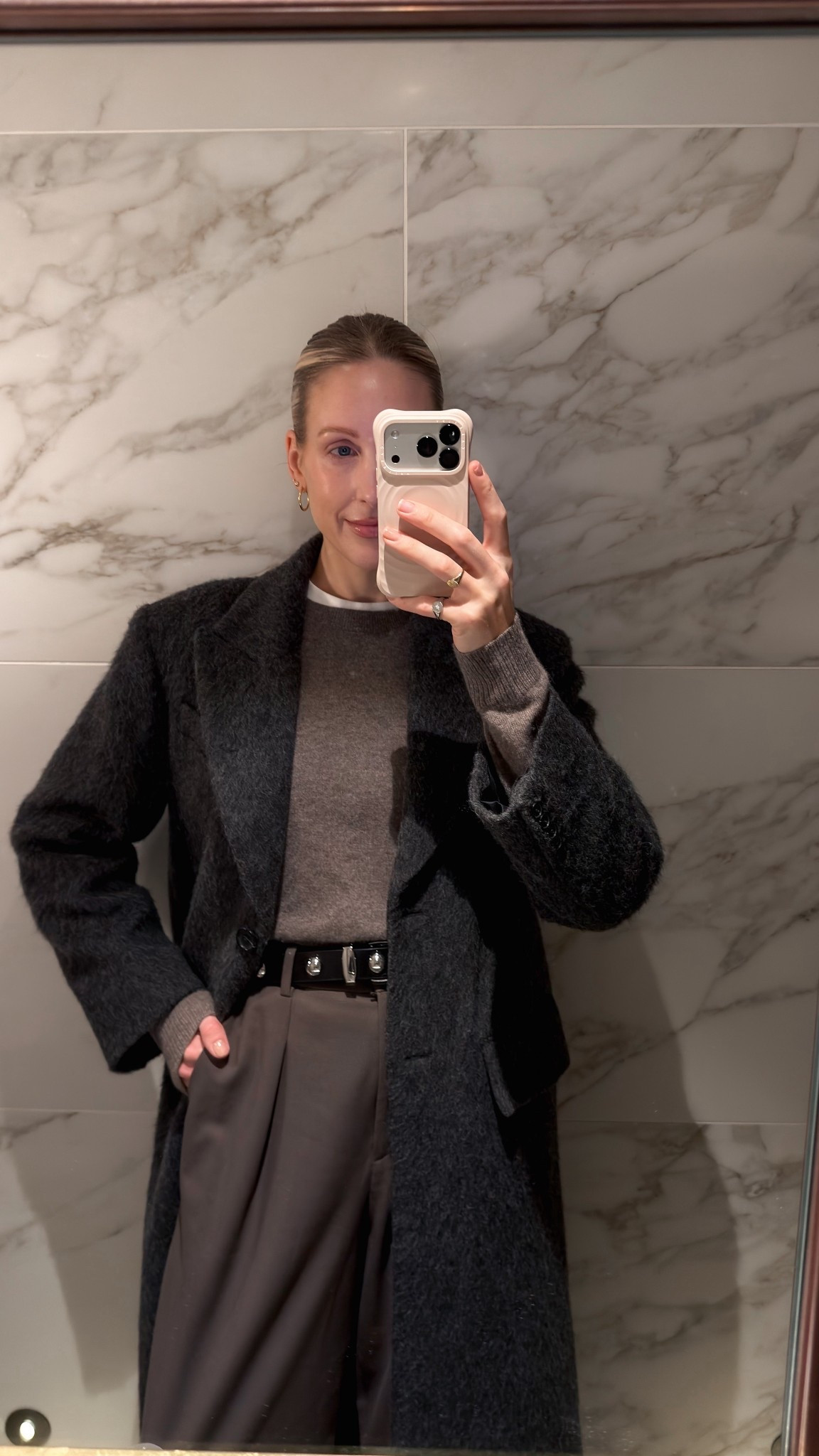 Style tip: if you liked your outfit yesterday swap out one item and add/remove another.

Here I swapped the faux fur coat for a textured long coat and added a belt both for structure. 

My coat is old Arket but I’ve found a stunning one on the high street with a similar texture to elevate your everyday outfits 🤍

Also linked the wide leg trousers version of my mole barrel legs from M&S xx 

#LTKwinter #LTKstyletip #LTKuk
