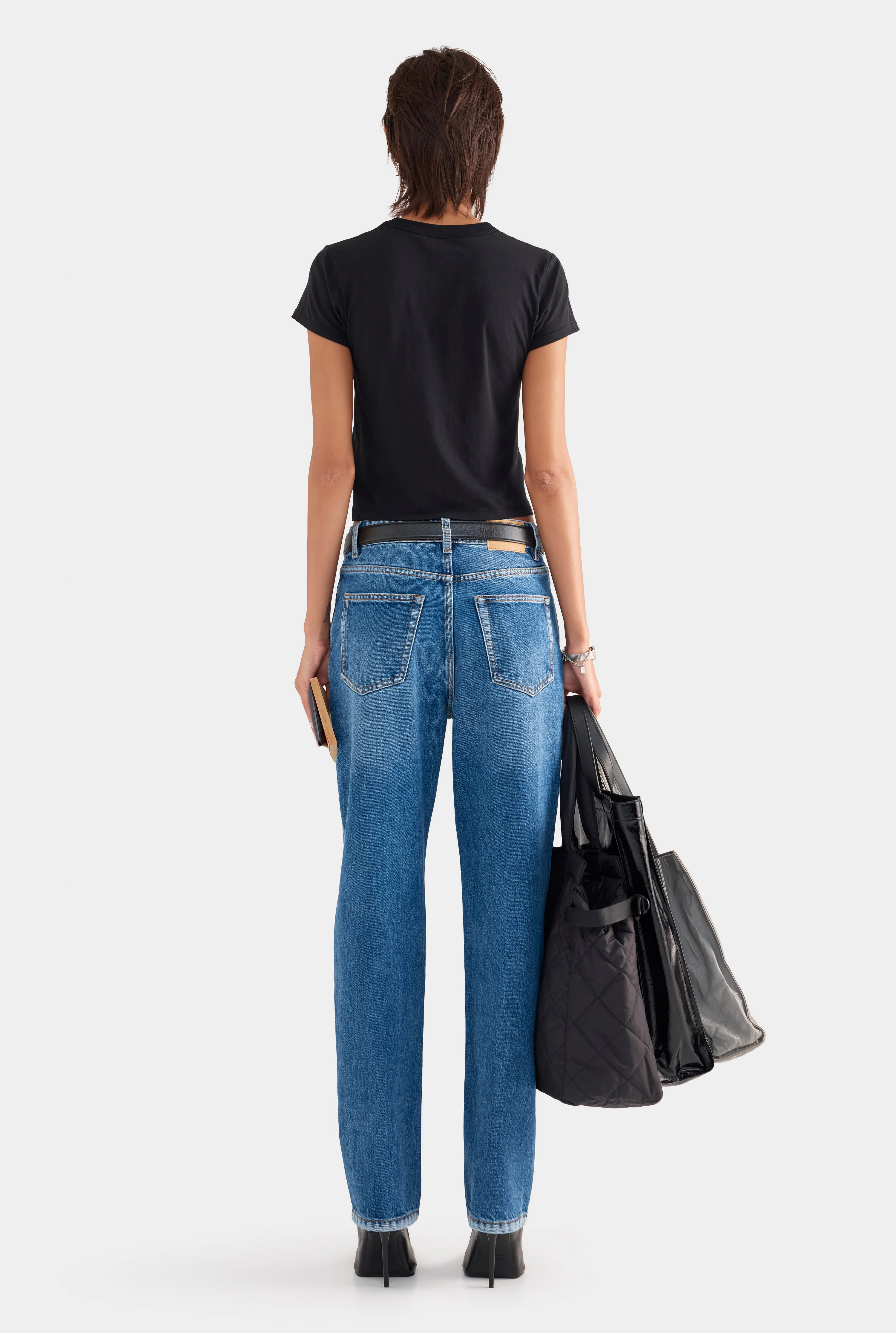 Womens Lightweight Cotton Baby Tee in Black | Venroy | Venroy AU