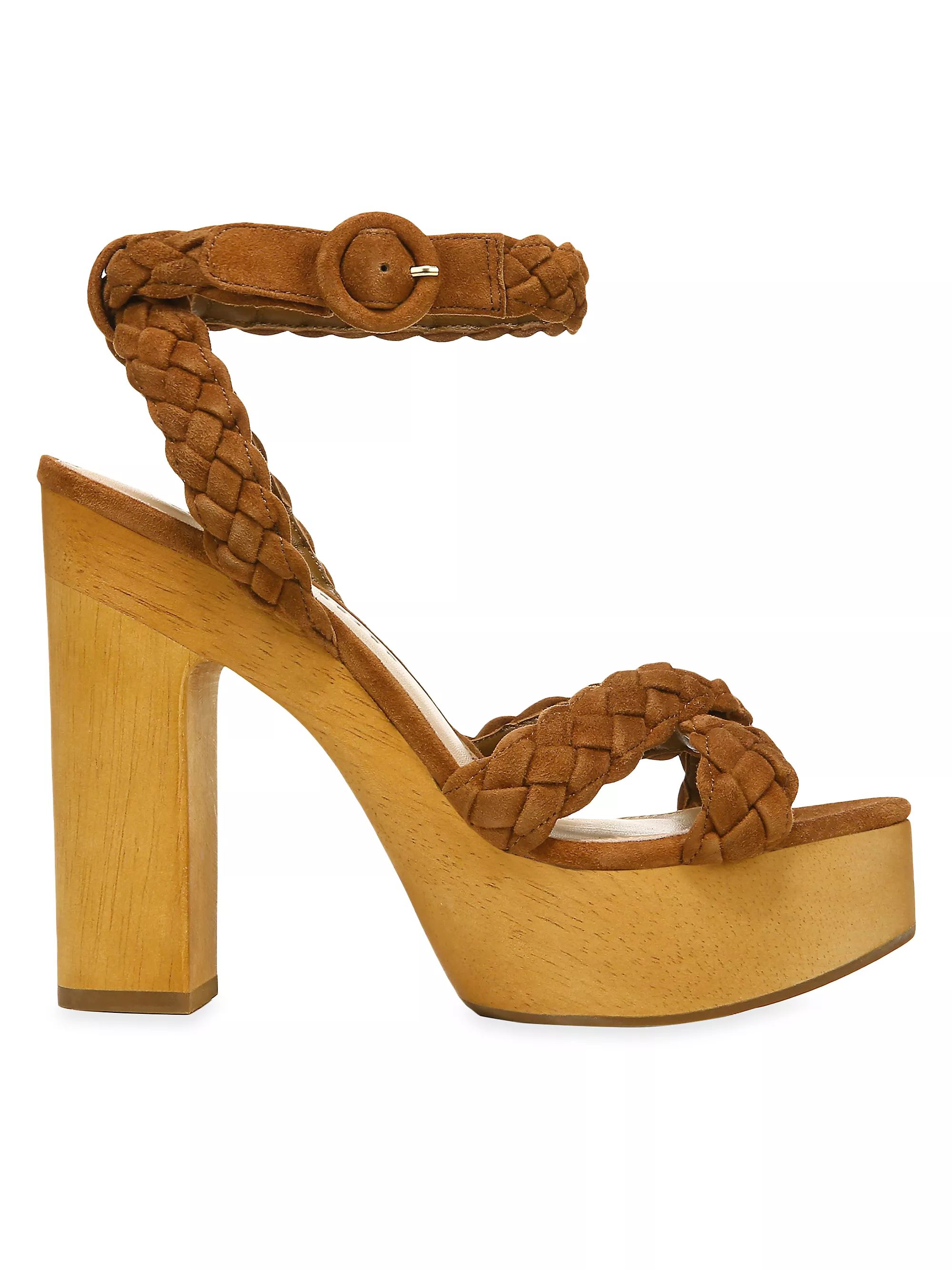 Gael Suede Braided Ankle-Strap Platform Sandals | Saks Fifth Avenue