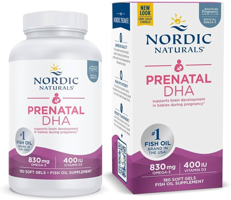 Nordic Naturals Prenatal DHA, Unflavored - 180 Soft Gels - 830 mg Omega-3 + 400 IU Vitamin D3 - S... | Amazon (US)