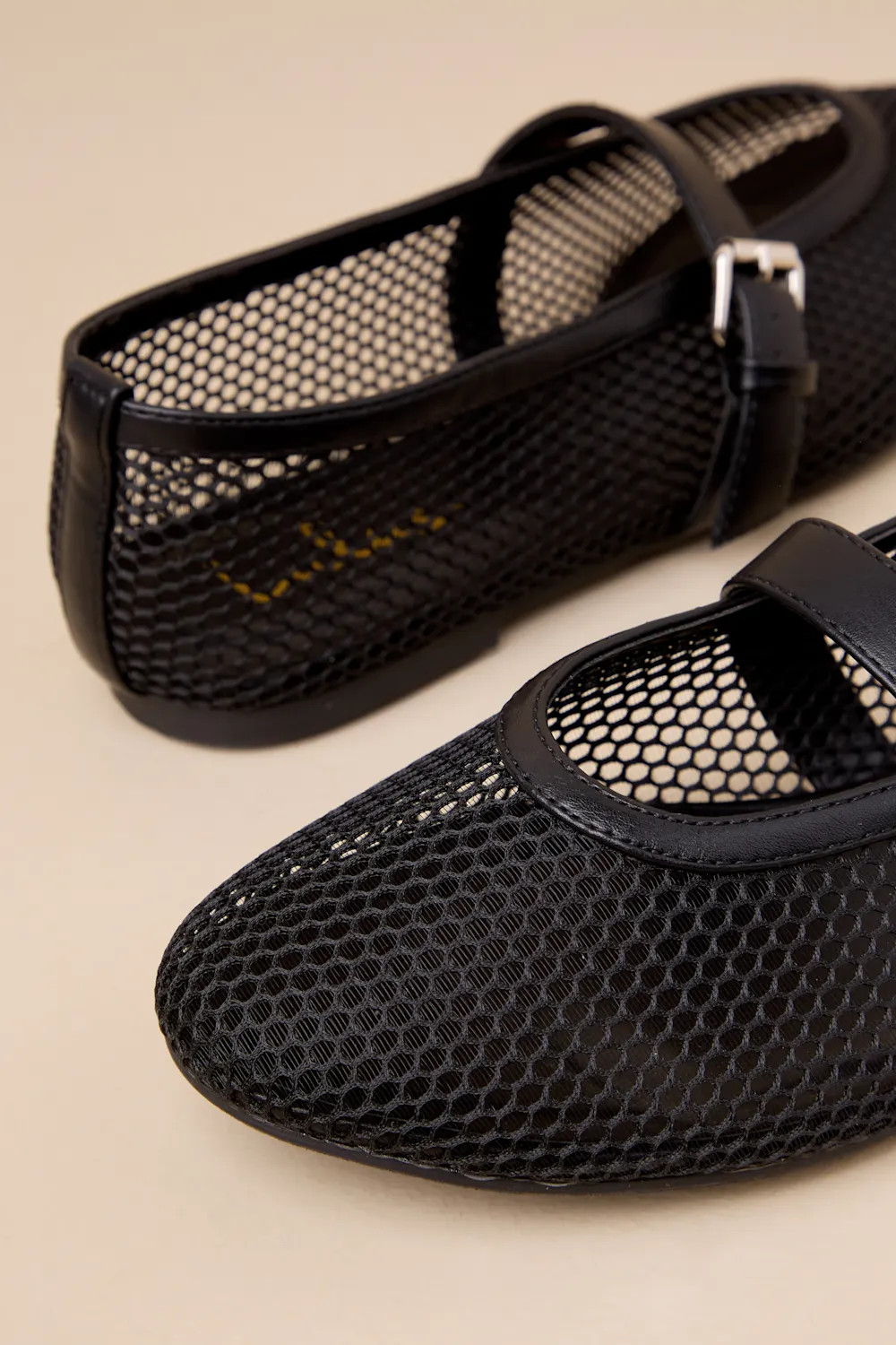 Kallista Black Mesh Buckle Ballet Flats | Lulus