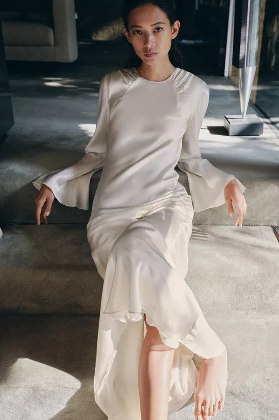 100% SILK DRAPED DRESS | Zara US