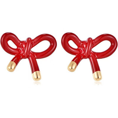 Gold Bow & Butterfly Stud Earrings, Fashion Jewelry for Women. Bow A-Christmas Red One Size | Target
