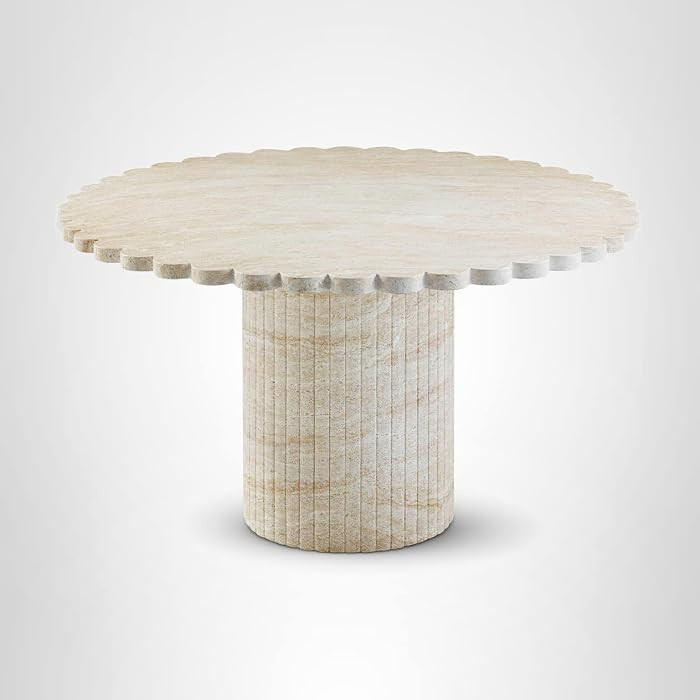 Tov Furniture Blossom Washed Travertine Finish Indoor/Outdoor 54" Round Dining Table | Amazon (US)