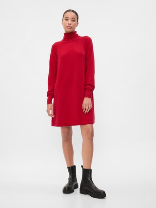 CashSoft Relaxed Turtleneck Sweater Mini Dress | Gap Factory