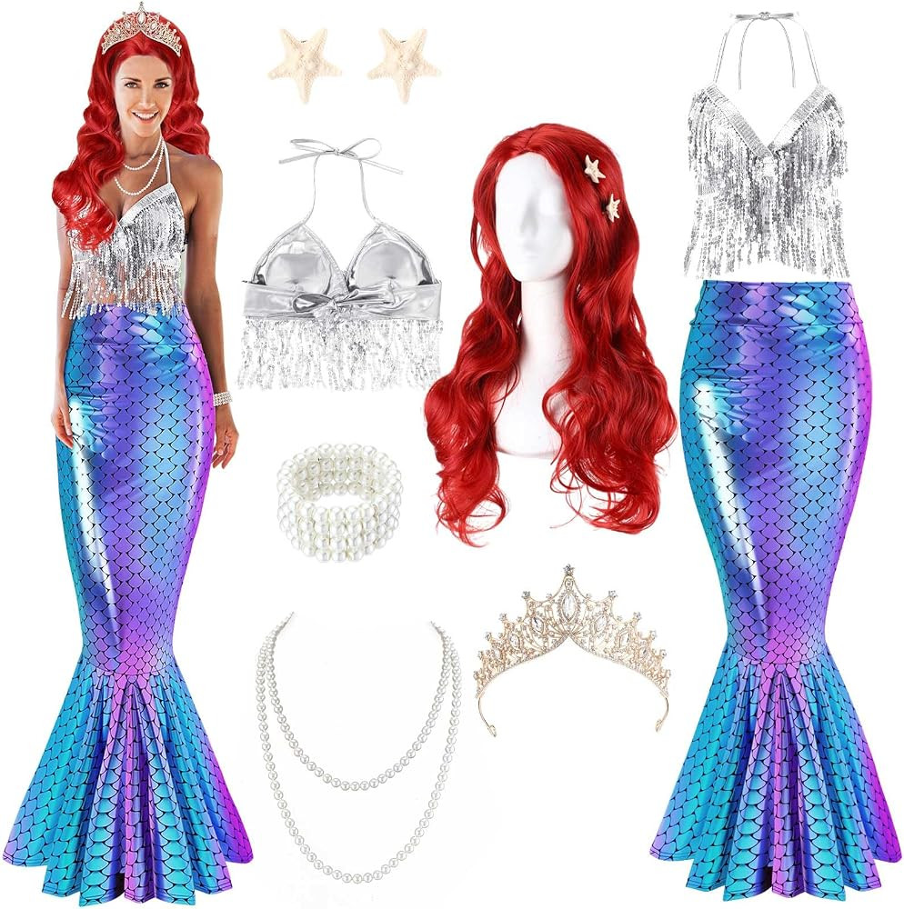 8 Pcs Mermaid Costume for Women,Halloween Costumes | Amazon (US)