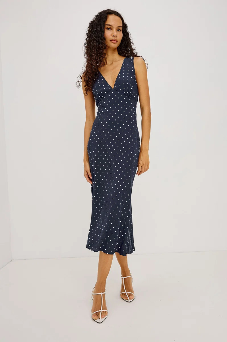 AUDRINA DRESS - NAVY POLKA DOTS | Rails