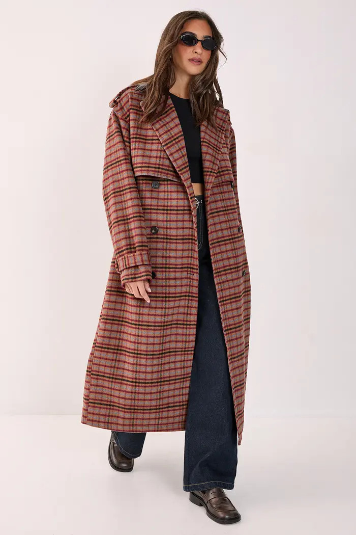 Check Vinyl Collar Trench Coat | Nordstrom