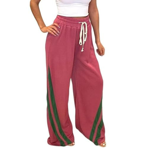 Voghtic Wide Leg Sweatpants Women Striped Drawstring Hight Waisted Loose Casual Pants Lounge Baggy Jogger Track Trousers Red | Amazon (US)
