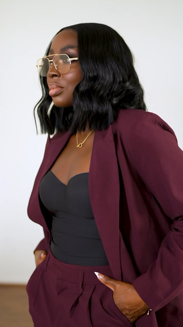 A blazer. I could wear a blazer every day of the week and never grow tired.  Grab this wine one, because it’s so cute! Wearing a S in the jacket and 8 in the pants.

#LTKStyleTip #LTKVideo #LTKFindsUnder100