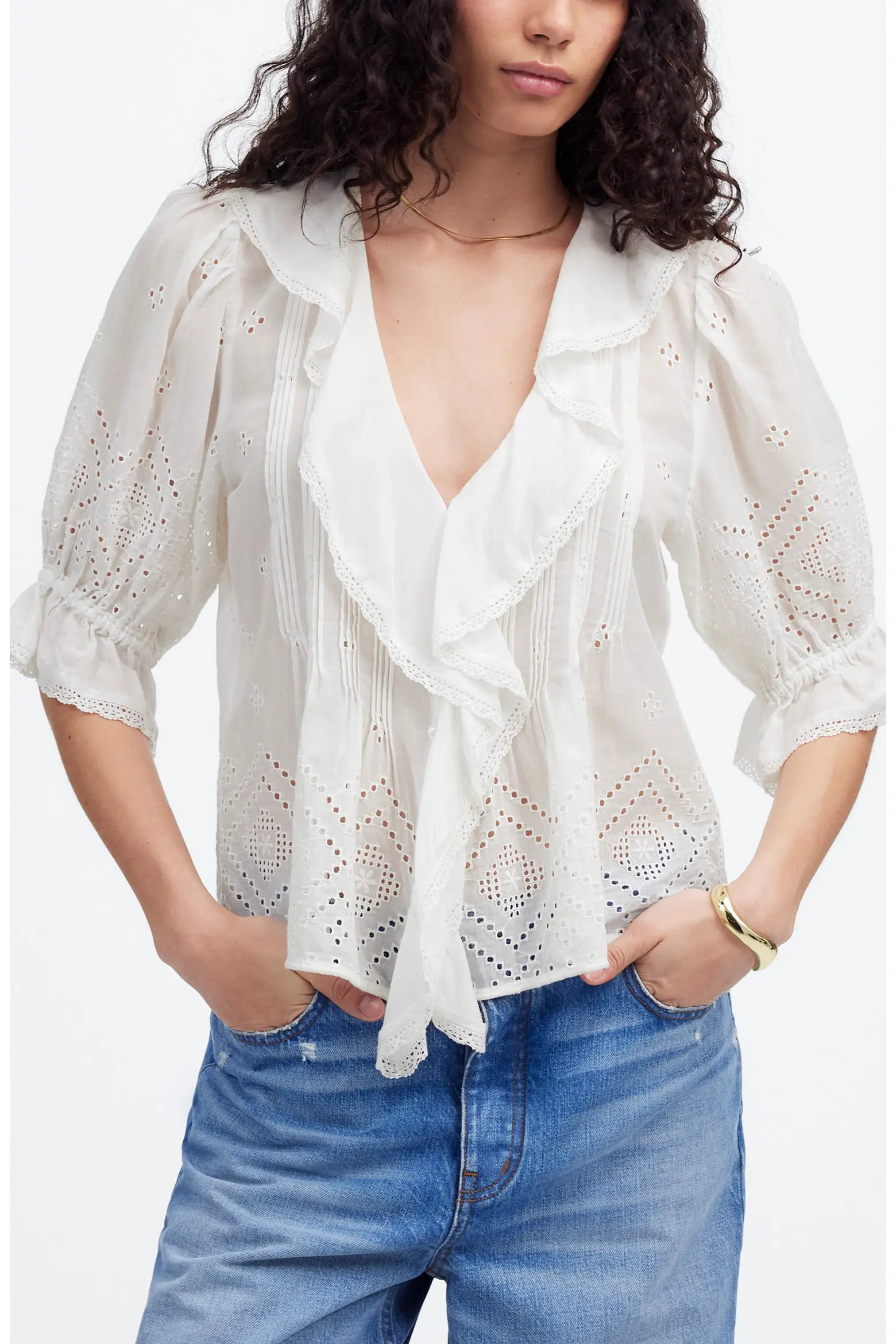 Pintuck Ruffle Puff Sleeve Top (Women) | Nordstrom | Nordstrom