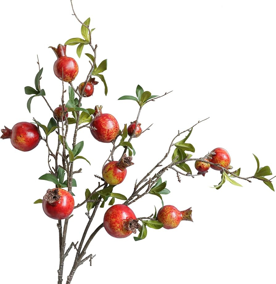 Forlaoers 2pcs Red Berry Stems Pomegranate Faux Flowers Fall Fake Floral Artificial Fruits Decor ... | Amazon (US)