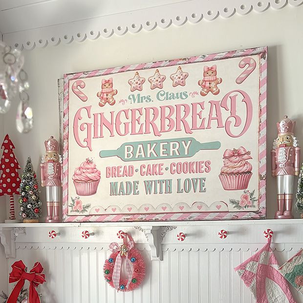 Mrs. Claus Bakery Pastel Canvas Wall Art | Antique Farm House