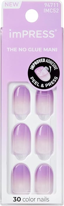 Impress Color Ombre Press On Nails, 'Take A Chance', Purple, Short Oval, PureFit Technology, Pate... | Amazon (US)