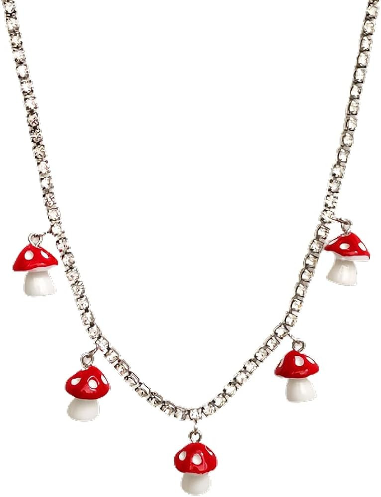 Pingyongchang Crystal Pendant Necklaces for Women Colorful Simulation Acrylic Mushroom Choker Nec... | Amazon (US)