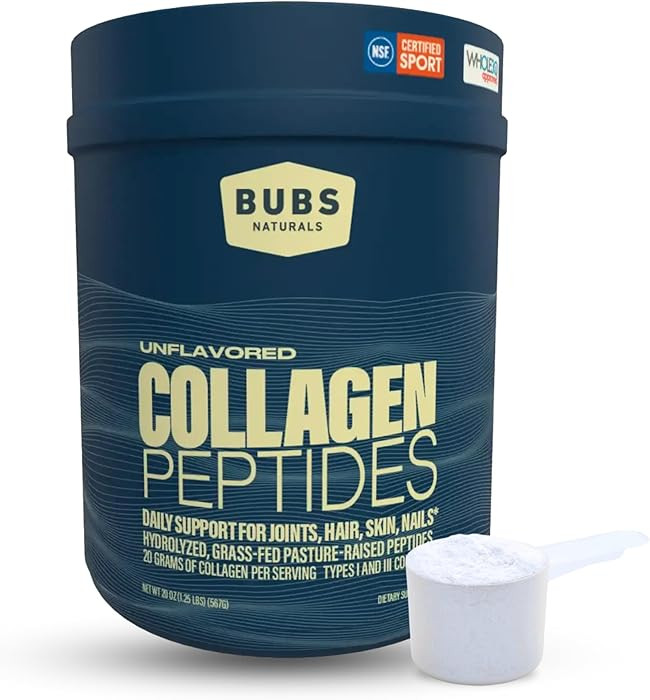 BUBS Naturals Collagen Peptides Powder, Collagen for Women & Men, Hydrolyzed Peptides, Unflavored... | Amazon (US)