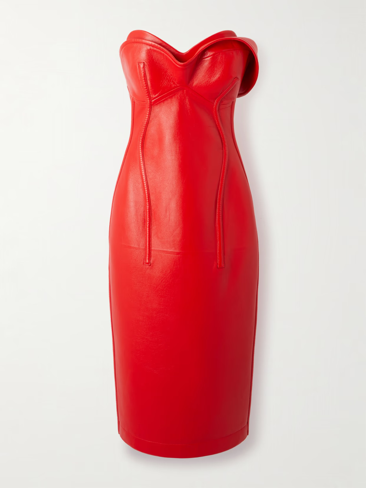Bottega Veneta - Strapless Layered Leather Midi Dress - IT38 | NET-A-PORTER (US)