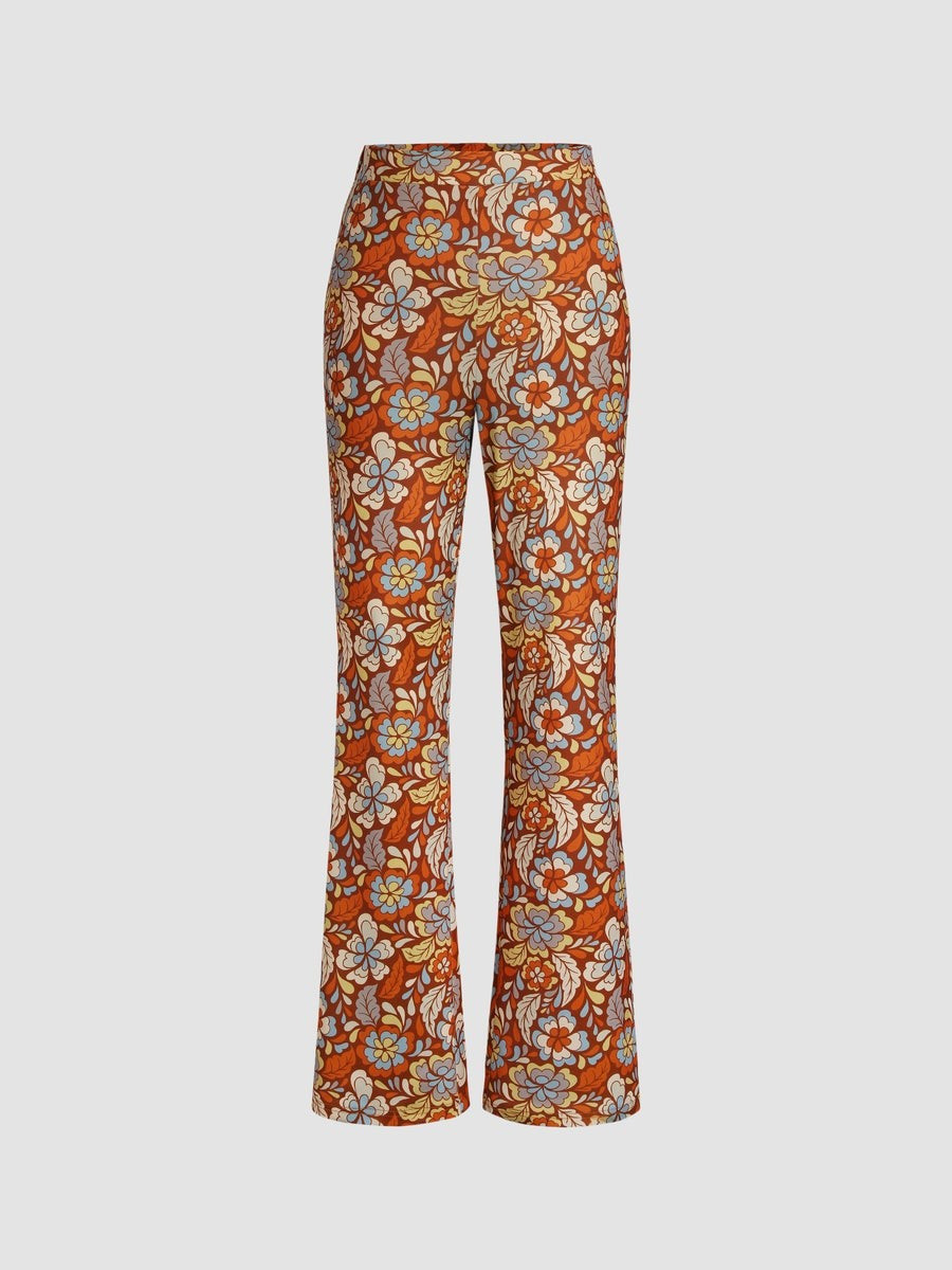 Floral Retro Flared Trousers | Cider