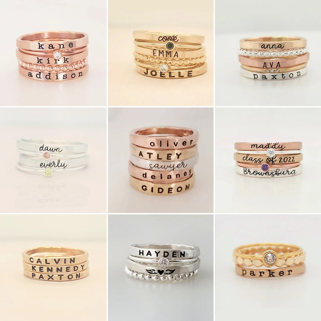 Personalized Stackable Name Rings | Custom Stacking Ring Set - Etsy | Etsy (US)