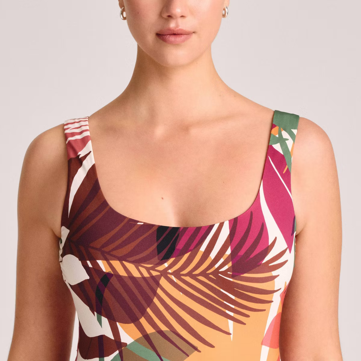 Vitamin A Women's Scoop Neck Full Coverage One Piece Swimsuit - Multi Palm Print | Target