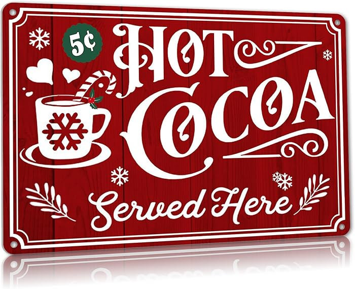Christmas Signs Hot Cocoa Coffee Bar Decor Vintage Christmas Decorations Coffee Station Decor Can... | Amazon (US)