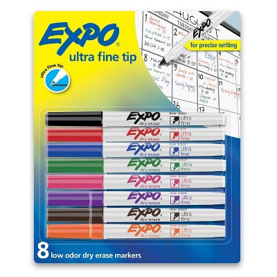 Expo 8pk Dry Erase Markers Ultra Fine Tip Multicolored: Whiteboard & Thin Markers, Low-Odor, Quick Drying, Ages 6+ | Target