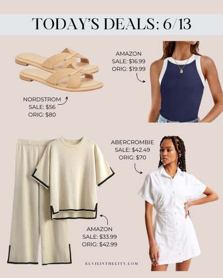 Today’s deals include sandals from Nordstrom, a tank from Amazon, a two piece set from Amazon that’s great for travel, and a white dress from Abercrombie. 

Ootd, fashion over 40, summer outfit, travel outfit 

#LTKfindsunder50 #LTKsalealert #LTKstyletip