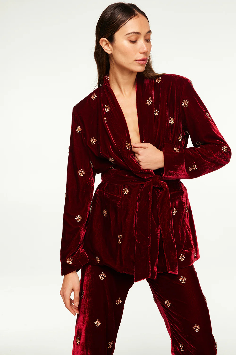 LENA BLAZER Garnet Velvet / S | MISA Los Angeles