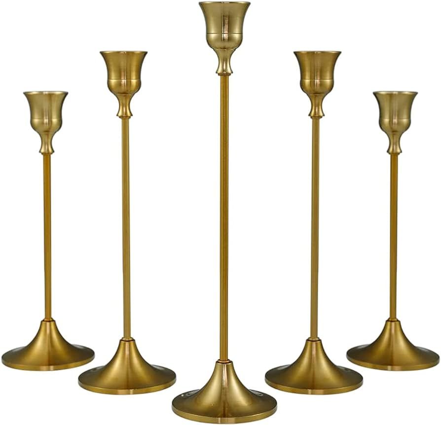 Haskoss Vintage Decor Candlestick Holders Brass Gold Taper Candle Holders Metal Dinner Candle Hol... | Amazon (CA)