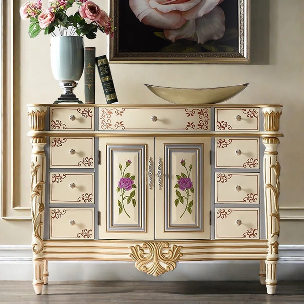 European Hand-Painted Accent Cabinet Sideboard | Wayfair North America