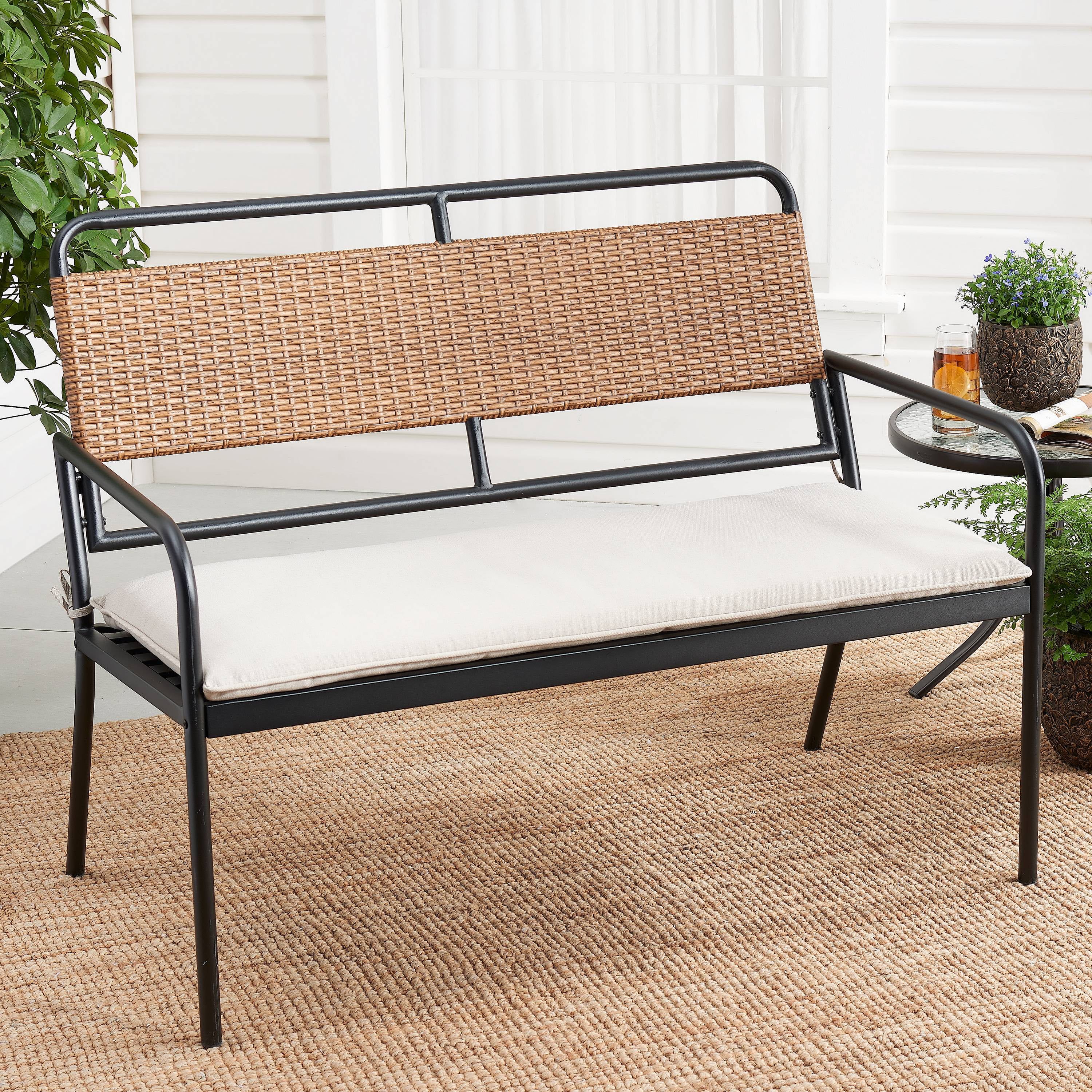 Mainstays Holcomb Outdoor Metal and Wicker Bench | Walmart (US)