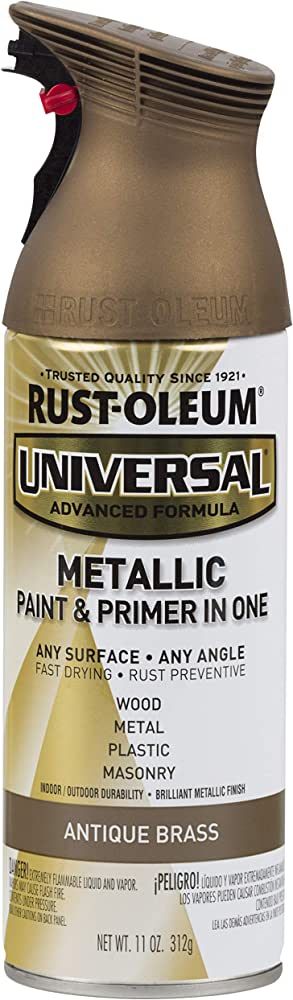 Rust-Oleum 260728 Universal All Surface Metallic Spray Paint, 11 oz, Antique Brass | Amazon (US)