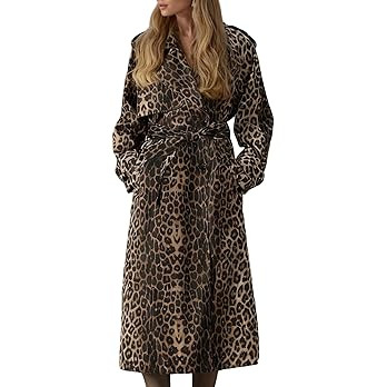 Women's Trench Coat Long Double-Breasted Belted Lapel Overcoat Lightweight Casual Windproof Sprin... | Amazon (US)