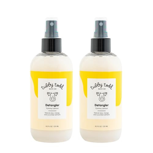 TUBBY TODD Hair Detangler Spray for Kids - Hair Detangling Spray with Baobab & Coconut Oil - Gentle & Moisturizing Kids Hair Detangler Spray - 8.5oz, 2 Pack - Lemon Crème | Amazon (US)