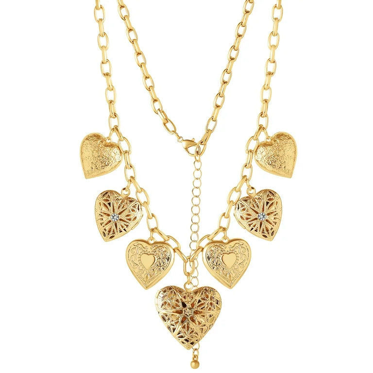 Jessica Simpson Women's Multi Heart Charm Necklace - Walmart.com | Walmart (US)