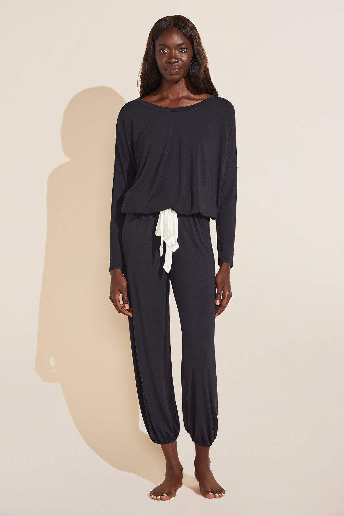 Gisele TENCEL™ Modal Slouchy PJ Set - Black/Ivory | Eberjey