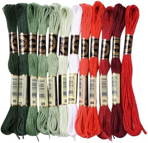 12 Skeins 105 Yards Embroidery Thread Bulk Cross Stitch Floss 6 Ply Christmas Color Variegated Fr... | Amazon (US)