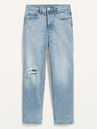 Extra High-Waisted Sky-Hi Straight Button-Fly Ripped Jeans for Women | Old Navy (US)