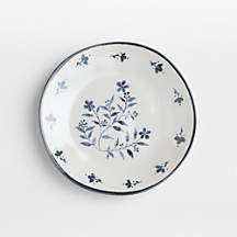 Marin Botanical White and Blue White Stoneware Salad Plate + Reviews | Crate & Barrel | Crate & Barrel