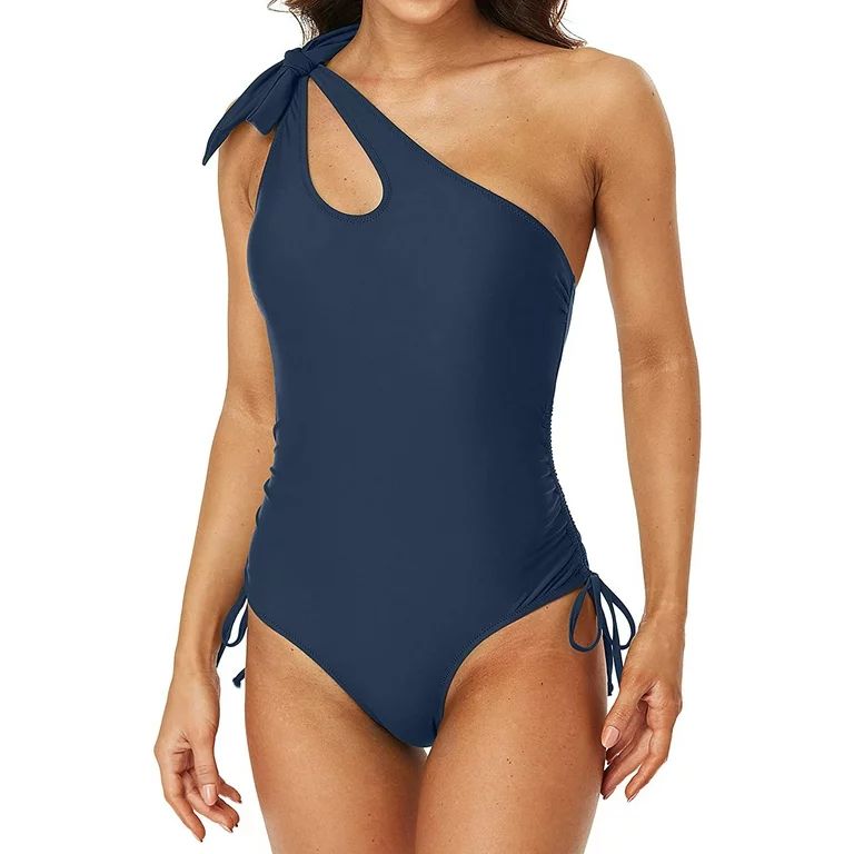 Women Ribbed One Piece Swimsuits Tie Side High Cut Bathing Suits Padded Monokinis | Walmart (US)